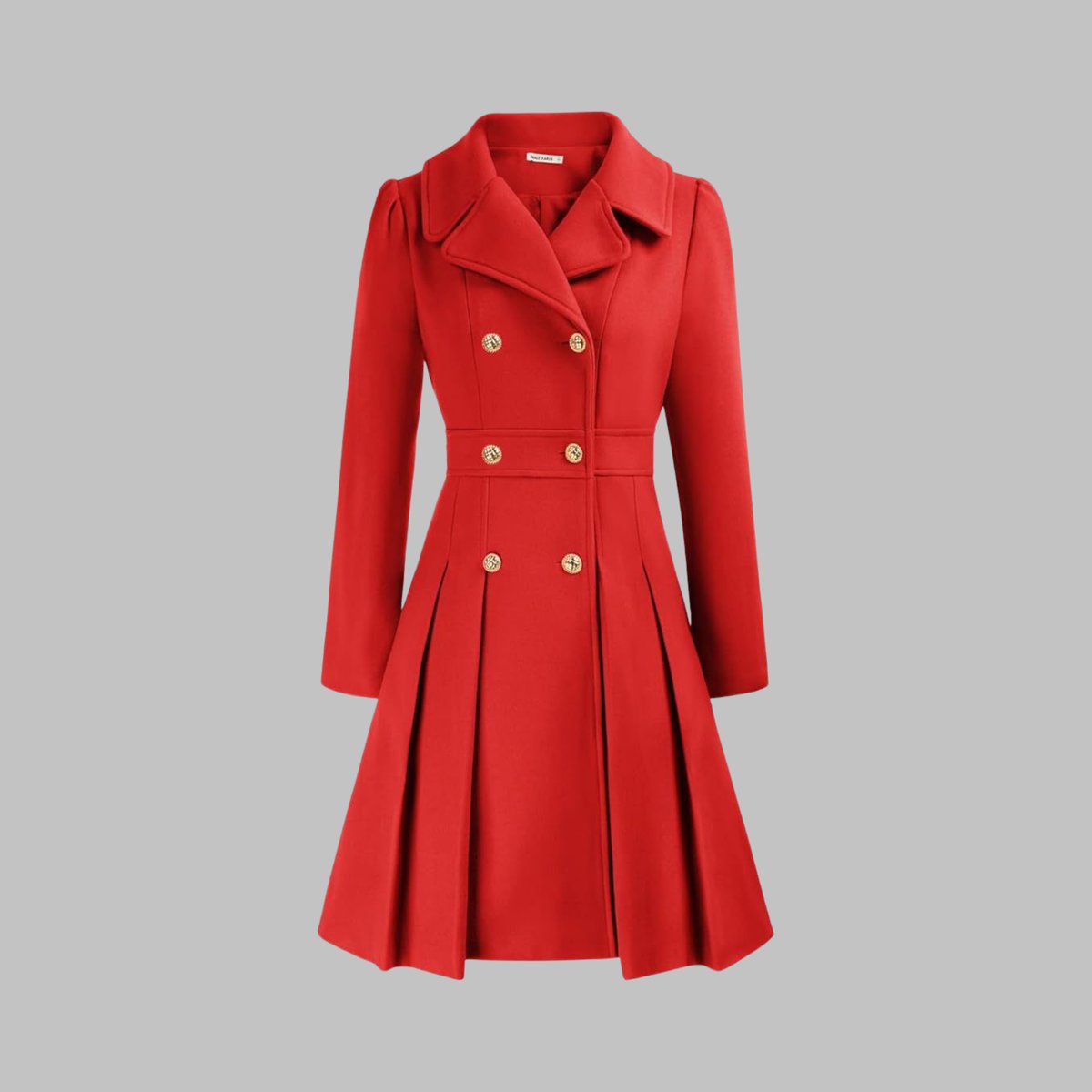 Women's Pleated Double-Breasted Overcoat