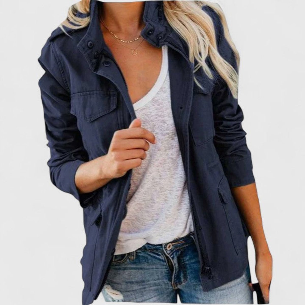Women's Utility Jacket with Drawstring Waist
