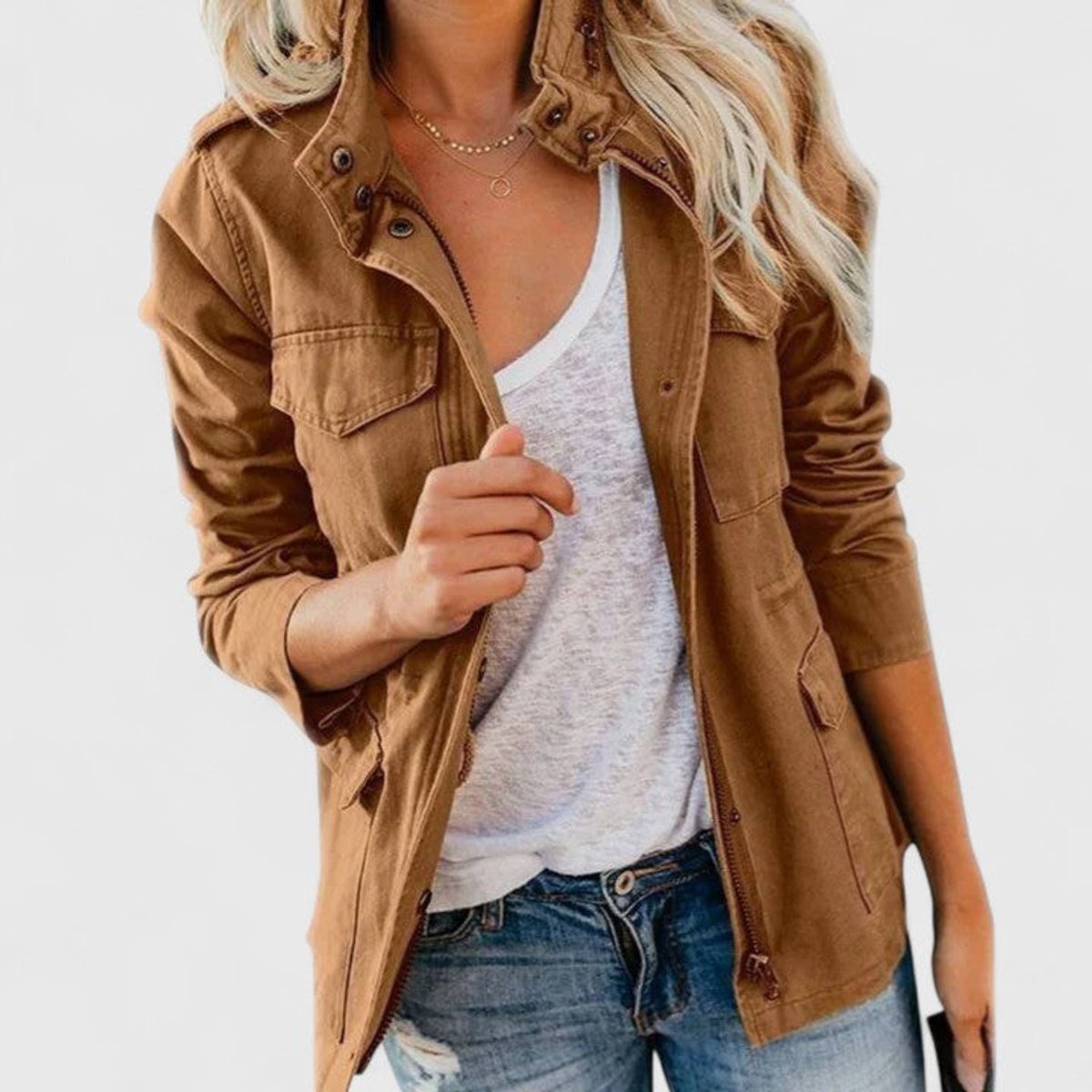 Women's Utility Jacket with Drawstring Waist