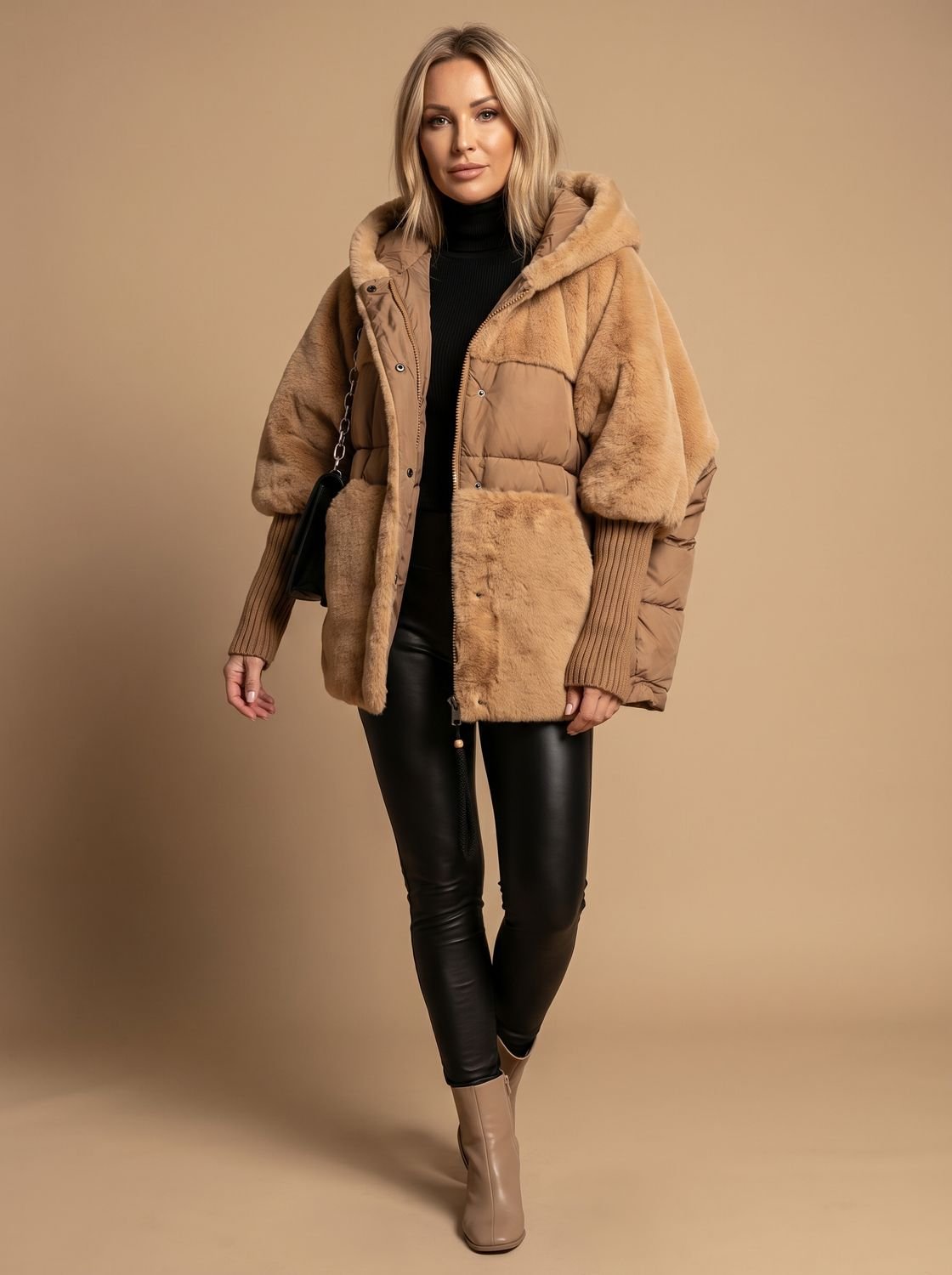 Women's Quilted Faux Fur Puffer Jacket
