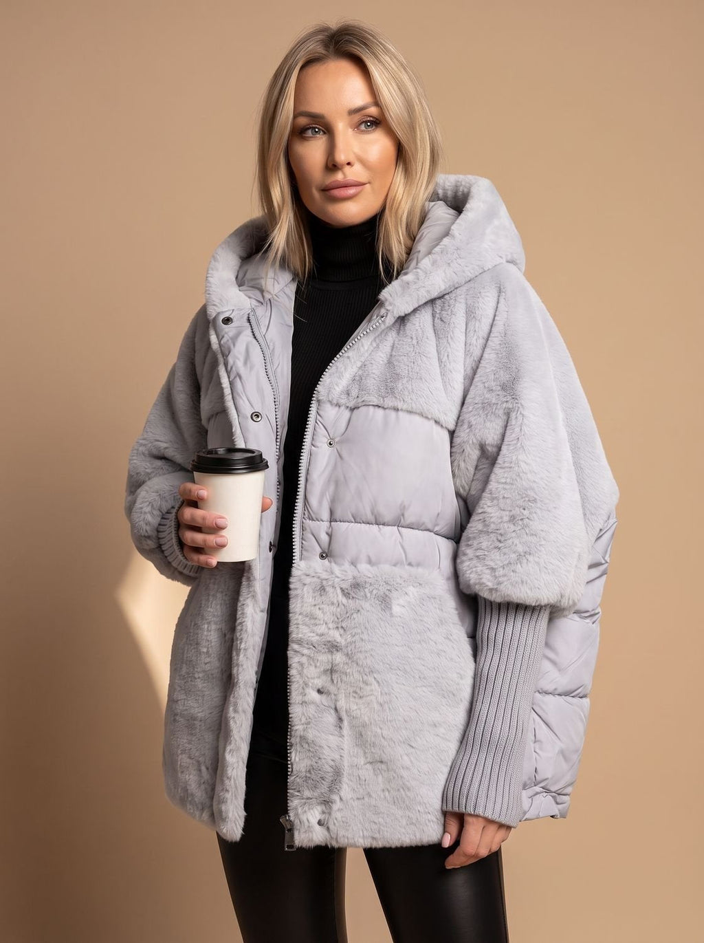 Women's Quilted Faux Fur Puffer Jacket