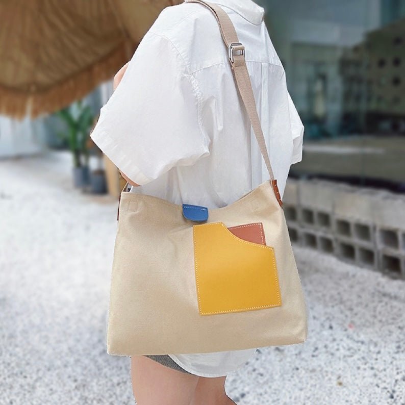 Women's Colour Block Canvas Tote