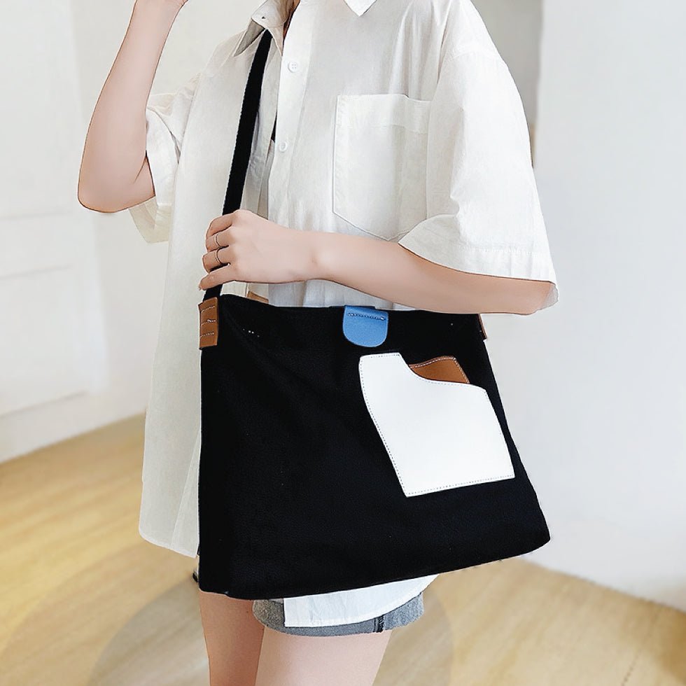 Women's Colour Block Canvas Tote