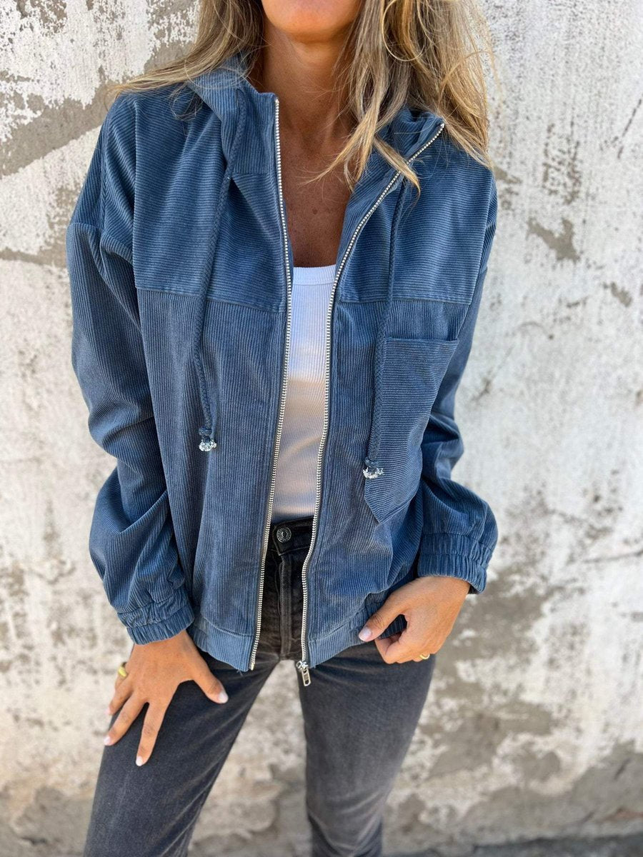 Women's Corduroy Quilted Hooded Jacket