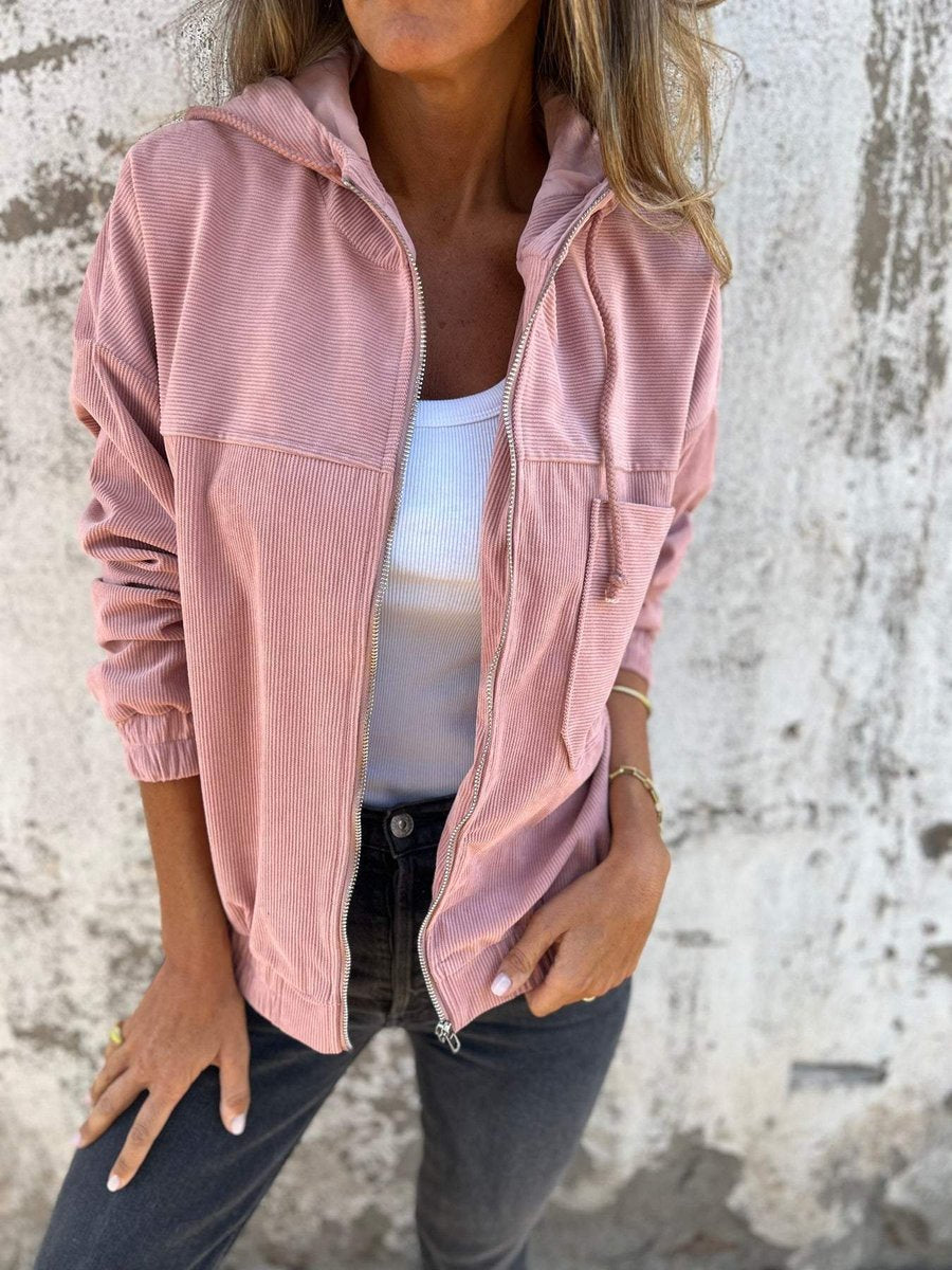 Women's Corduroy Quilted Hooded Jacket