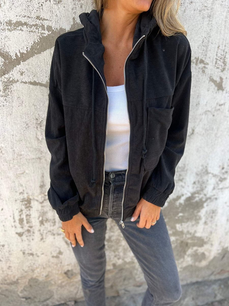 Women's Corduroy Quilted Hooded Jacket