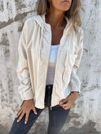 Women's Corduroy Quilted Hooded Jacket