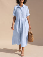 Women's Button-Front Midi Shirt Dress
