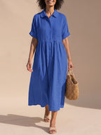 Women's Button-Front Midi Shirt Dress