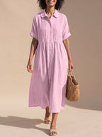 Women's Button-Front Midi Shirt Dress