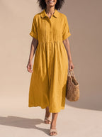 Women's Button-Front Midi Shirt Dress