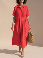 Women's Button-Front Midi Shirt Dress