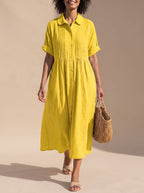 Women's Button-Front Midi Shirt Dress