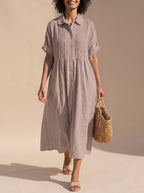Women's Button-Front Midi Shirt Dress
