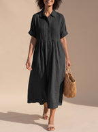 Women's Button-Front Midi Shirt Dress