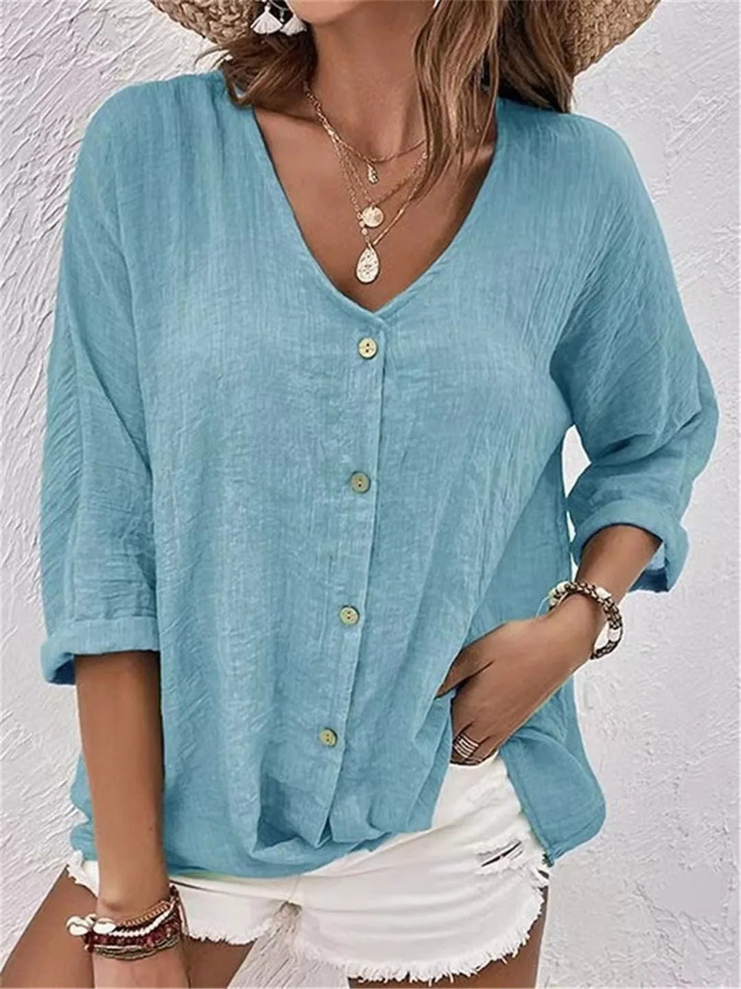 Women's Cotton Button-Front Top