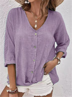 Women's Cotton Button-Front Top