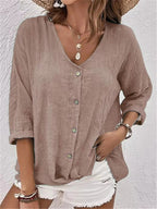 Women's Cotton Button-Front Top