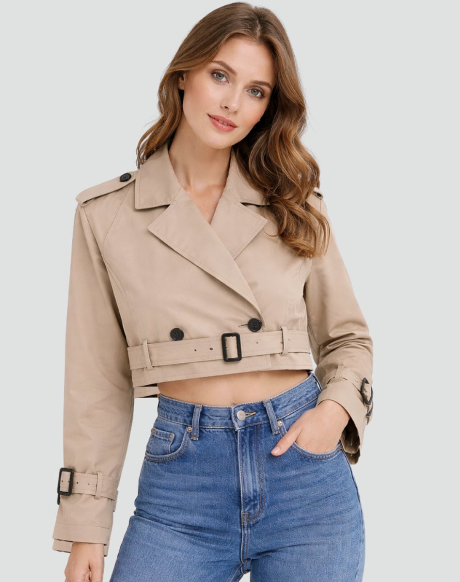 Women's Belted Double-Breasted Trench Coat