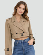 Women's Belted Double-Breasted Trench Coat