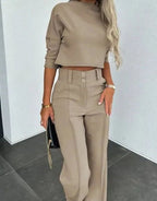 Women's Wide Leg Two-Piece Trouser Set