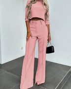 Women's Wide Leg Two-Piece Trouser Set
