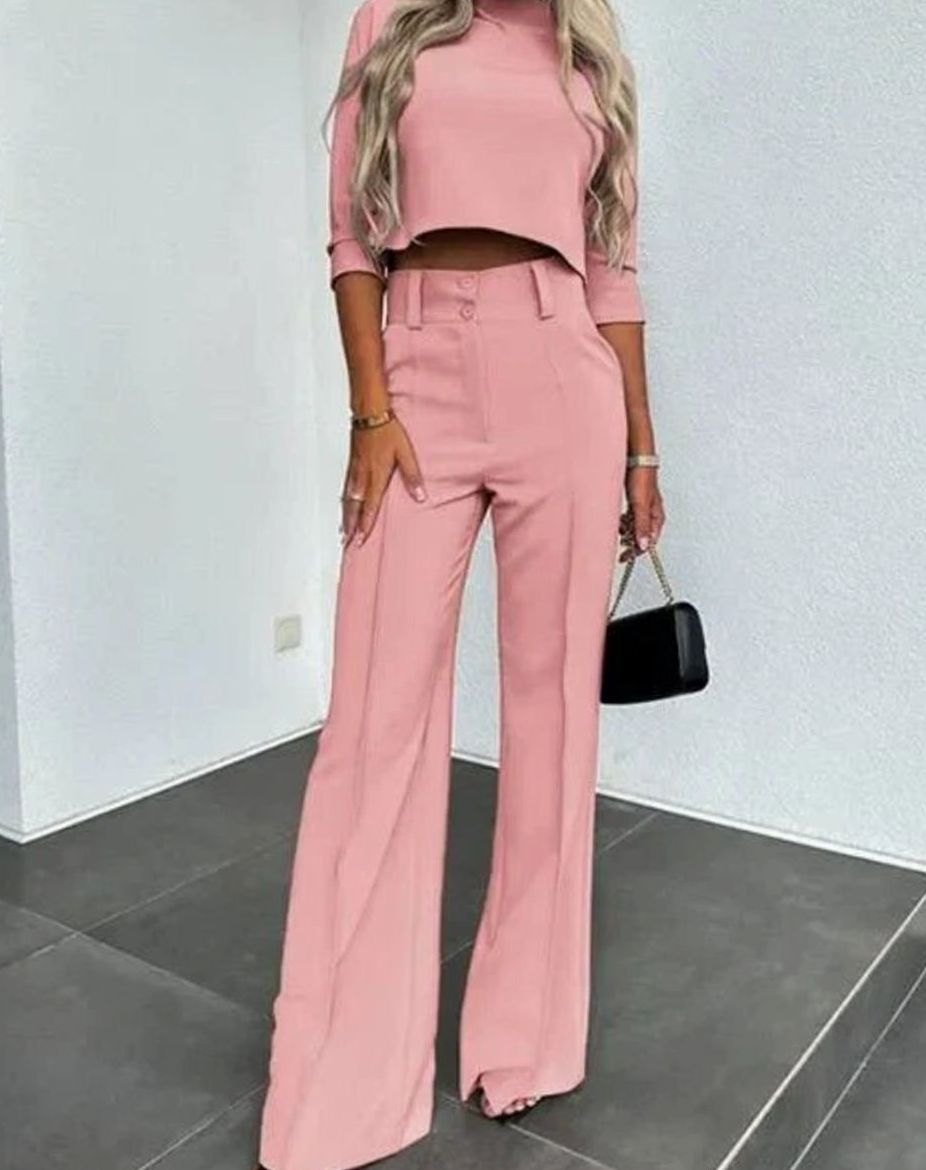 Women's Wide Leg Two-Piece Trouser Set