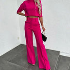 Women's Wide Leg Two-Piece Trouser Set