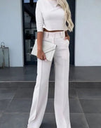 Women's Wide Leg Two-Piece Trouser Set