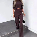 Women's Wide Leg Two-Piece Trouser Set