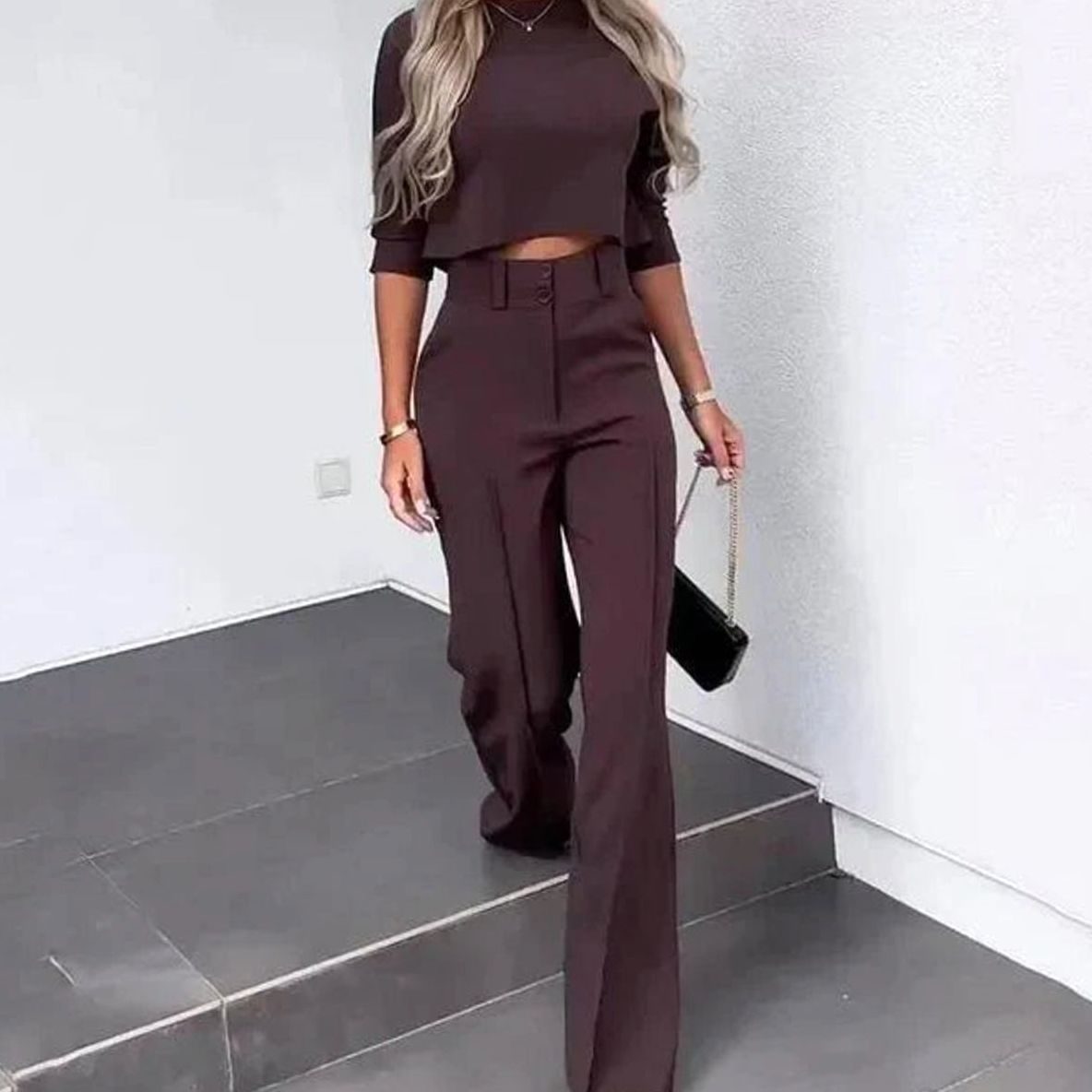 Women's Wide Leg Two-Piece Trouser Set