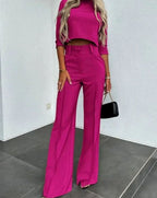 Women's Wide Leg Two-Piece Trouser Set
