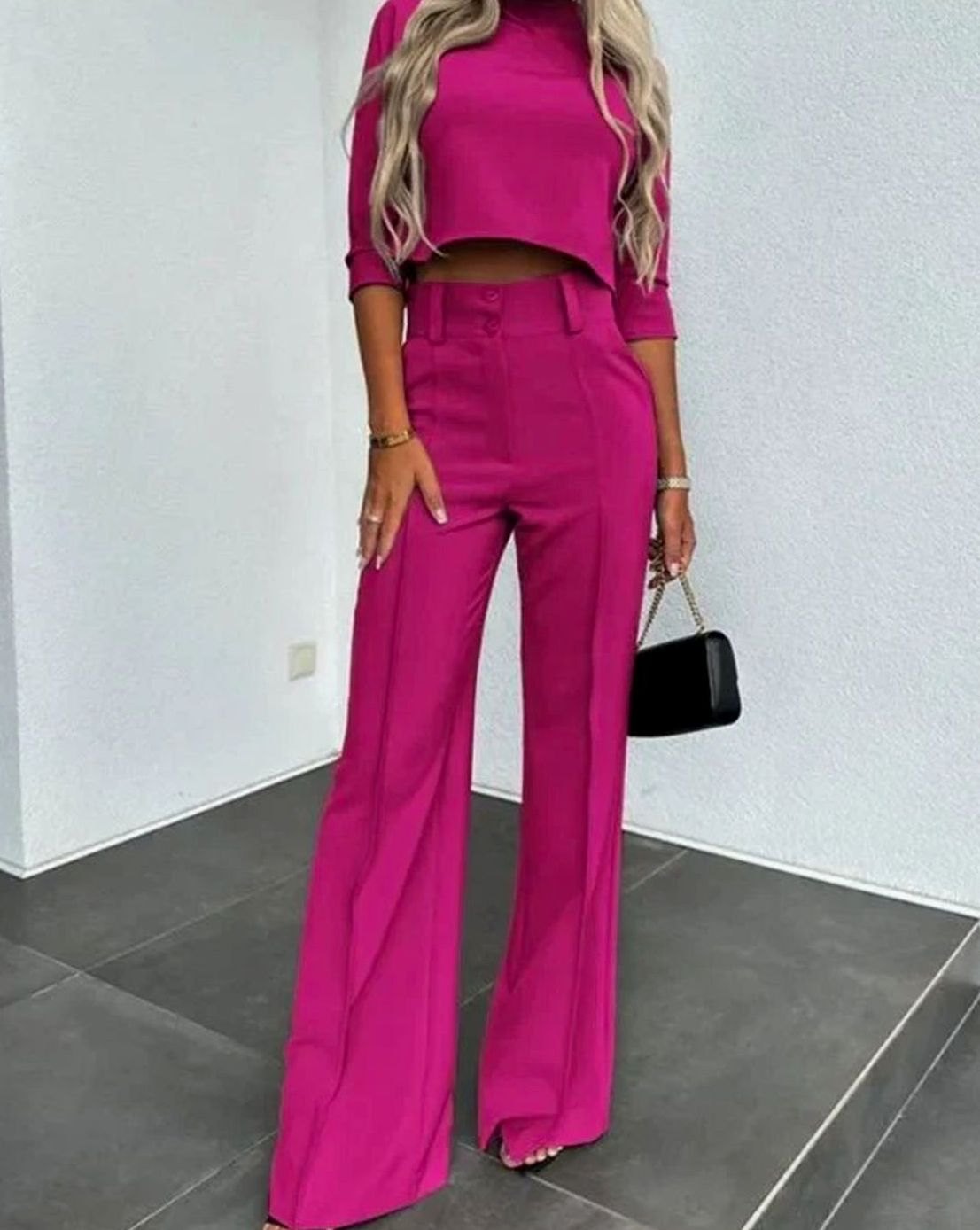 Women's Wide Leg Two-Piece Trouser Set