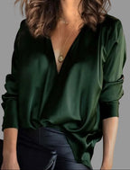 Women's Deep V-Neck Draped Top