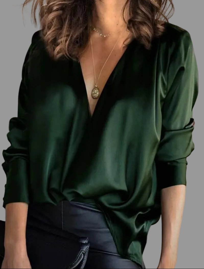 Women's Deep V-Neck Draped Top