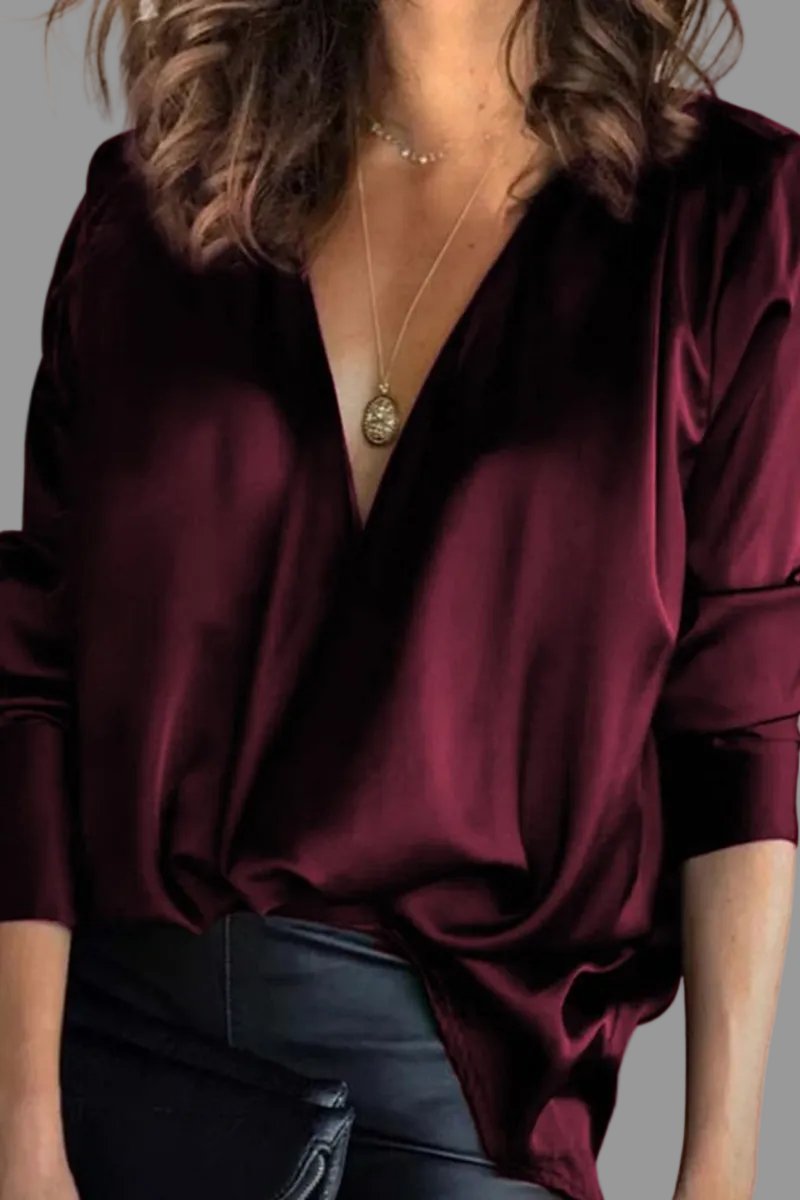 Women's Deep V-Neck Draped Top