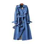 Women's Plaid-Lined Belted Trench Coat