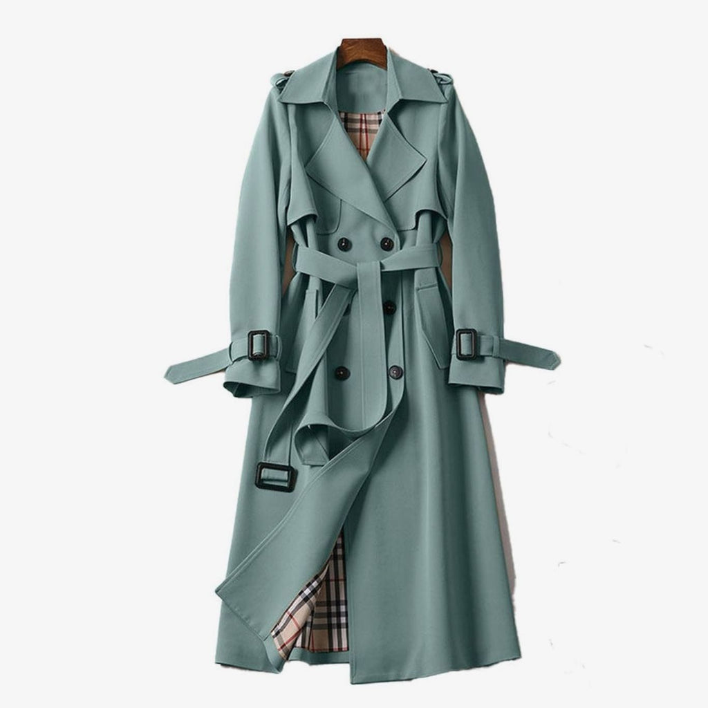 Women's Plaid-Lined Belted Trench Coat