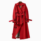 Women's Plaid-Lined Belted Trench Coat