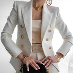 Women's Gold Button Double-Breasted Blazer