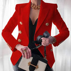 Women's Gold Button Double-Breasted Blazer
