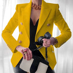 Women's Gold Button Double-Breasted Blazer