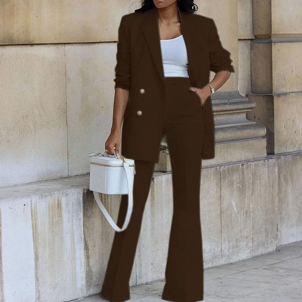 Women's Double-Breasted Blazer Trouser Set