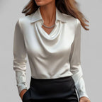 Women's Point Collar Satin Blouse