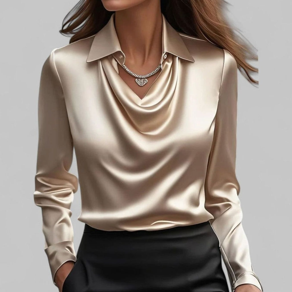 Women's Point Collar Satin Blouse