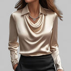 Women's Point Collar Satin Blouse
