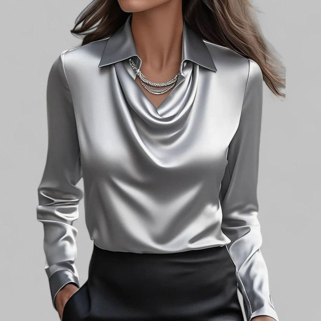 Women's Point Collar Satin Blouse