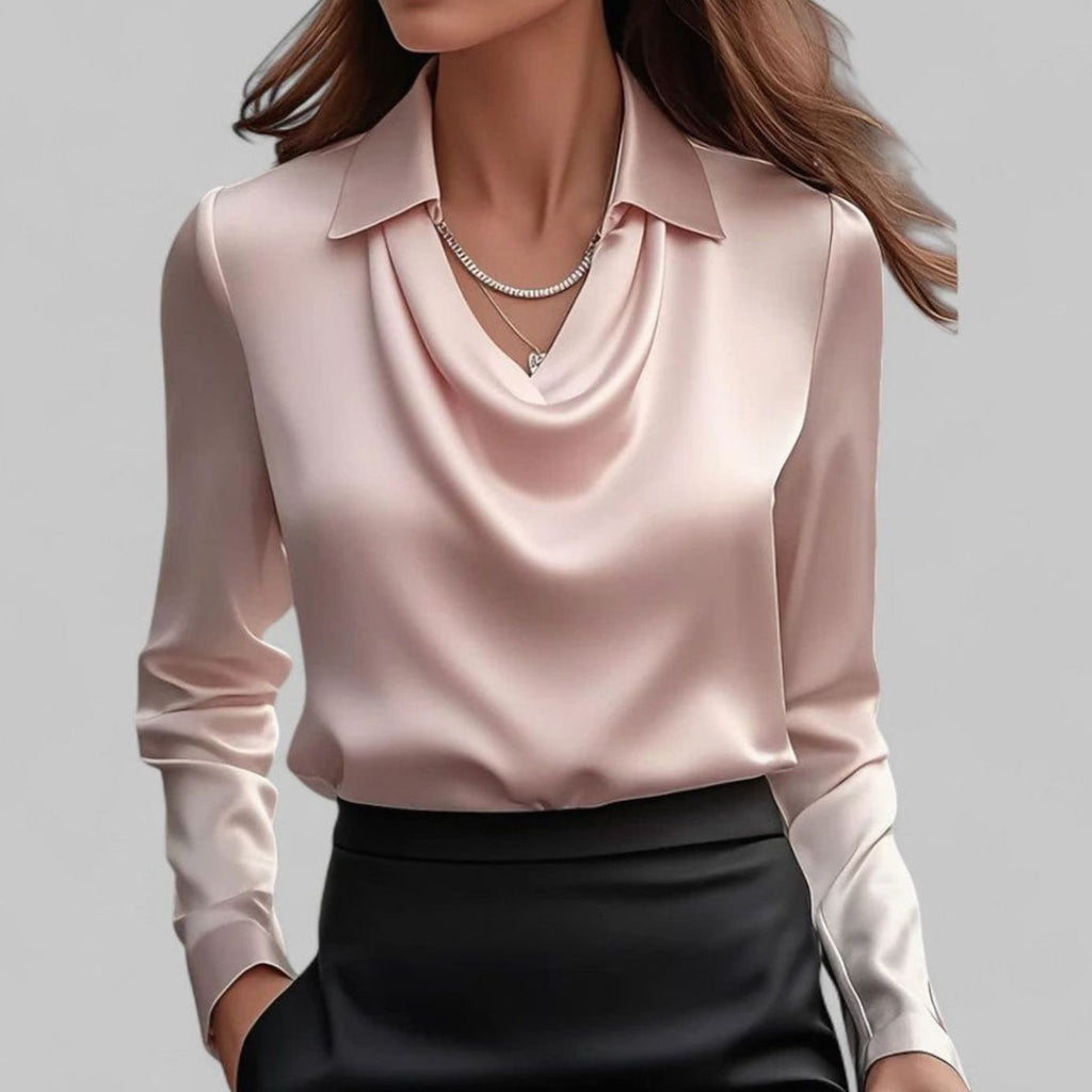 Women's Point Collar Satin Blouse