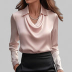 Women's Point Collar Satin Blouse
