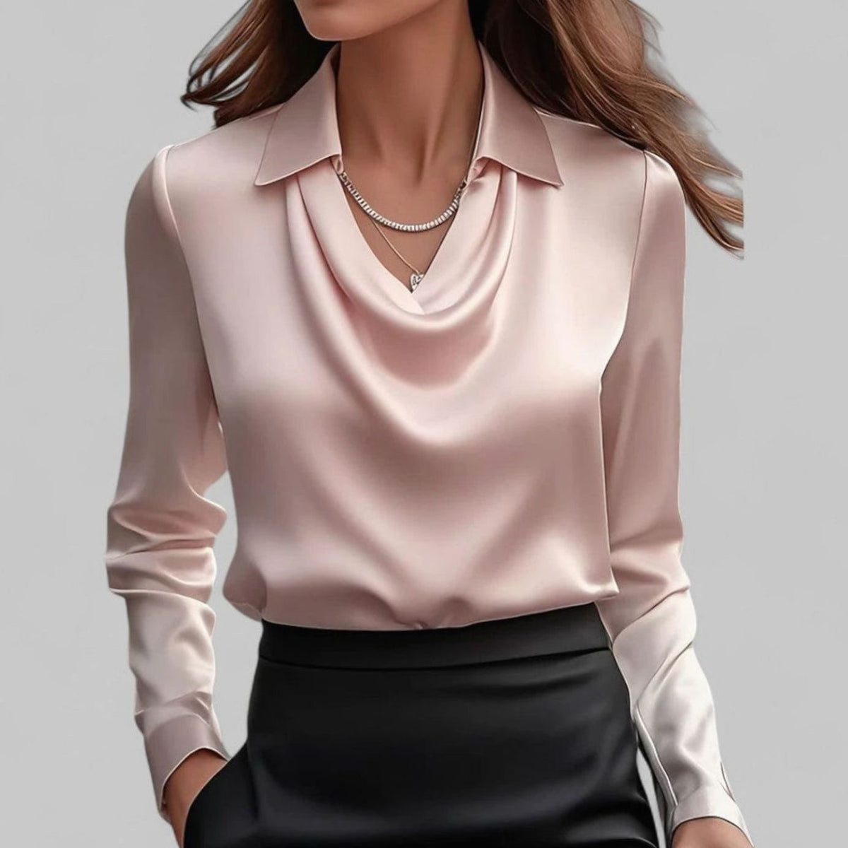 Women's Point Collar Satin Blouse